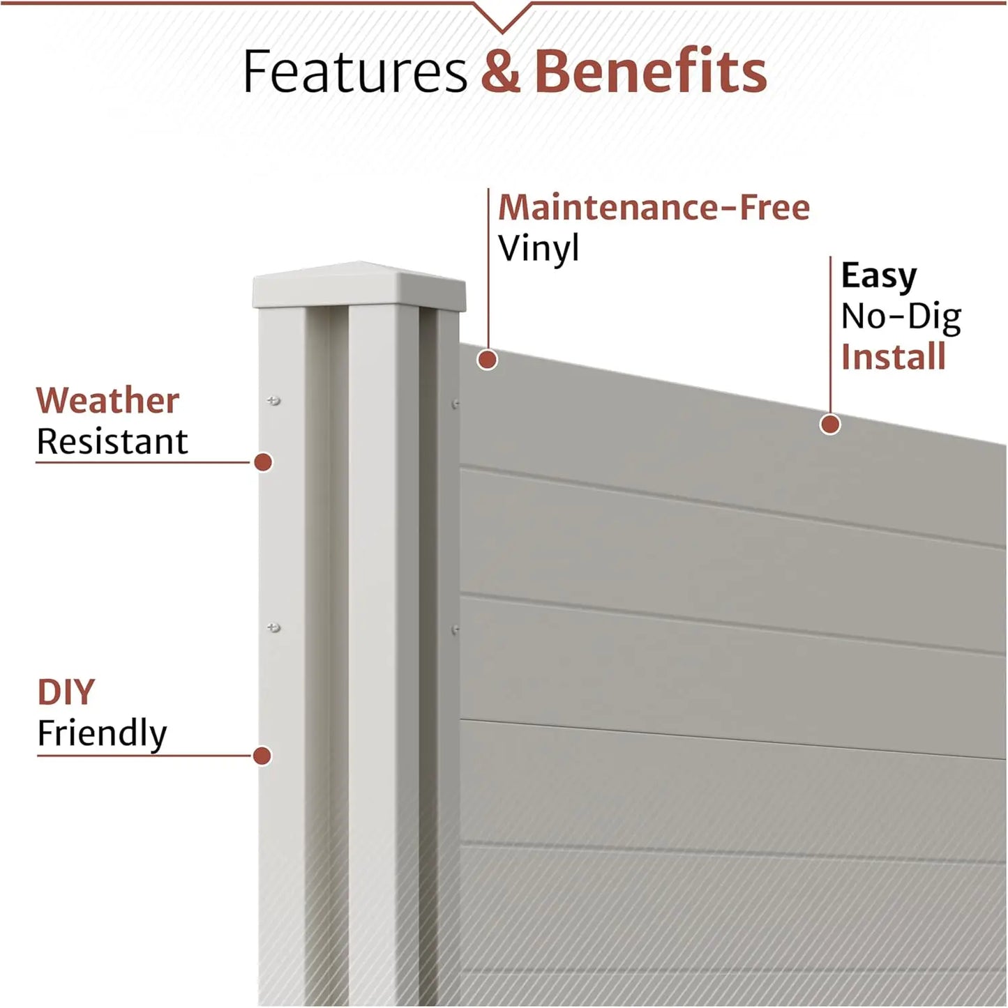 No Dig Enclo Premium White Vinyl Privacy Screen 4ft Panels