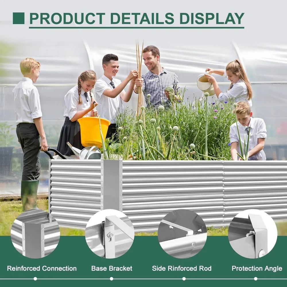 Land Guard 8x4x3ft Galvanized Raised Garden Bed 36 Inch Tall
