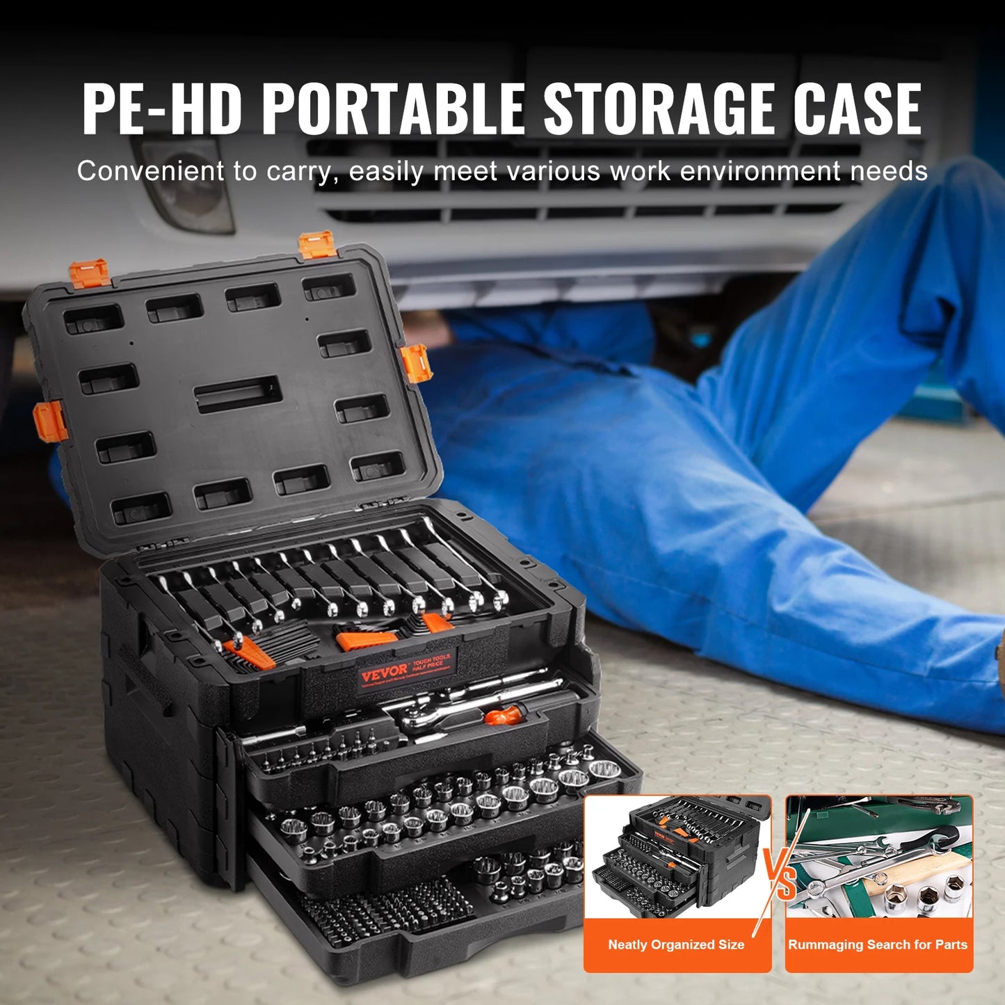 SucceBuy Mechanics Tool Set And Socket 450 Piece SAE Metric