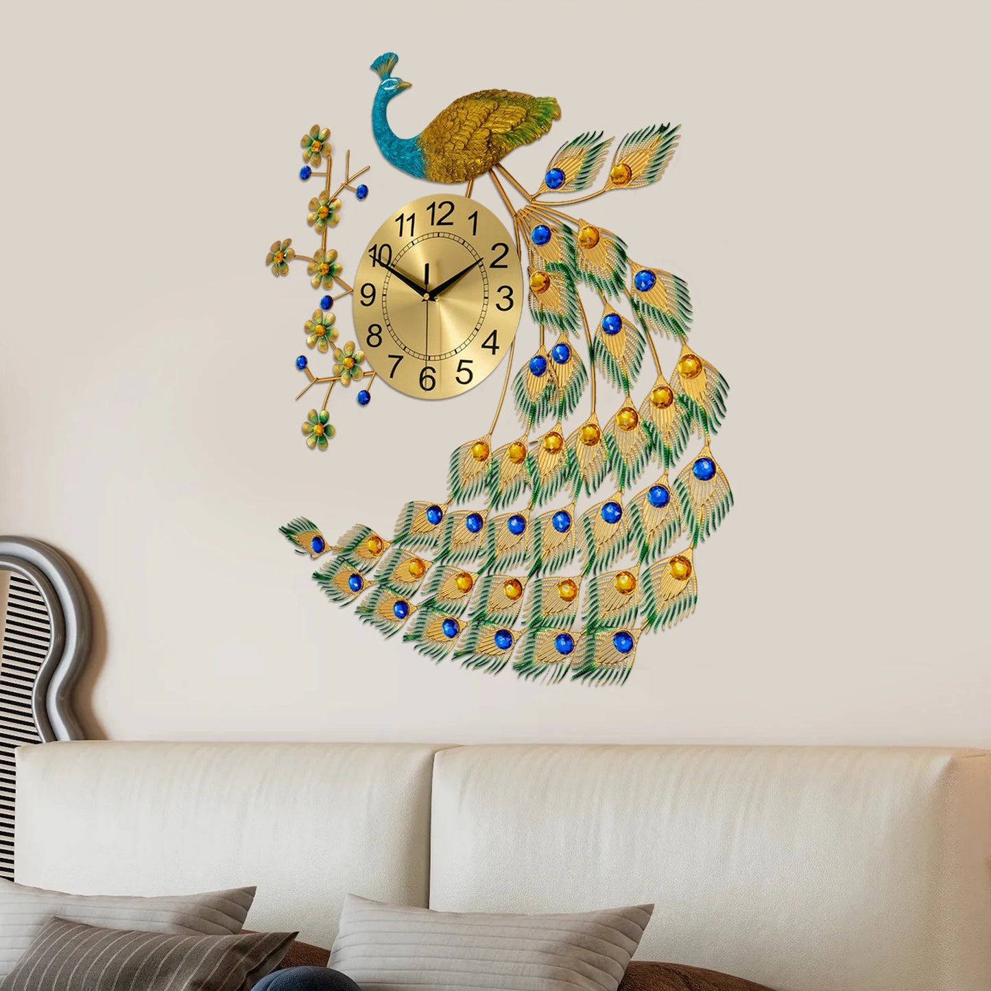 Peacock Wall Clock Modern Art Living Room Decor Exquisite Gift