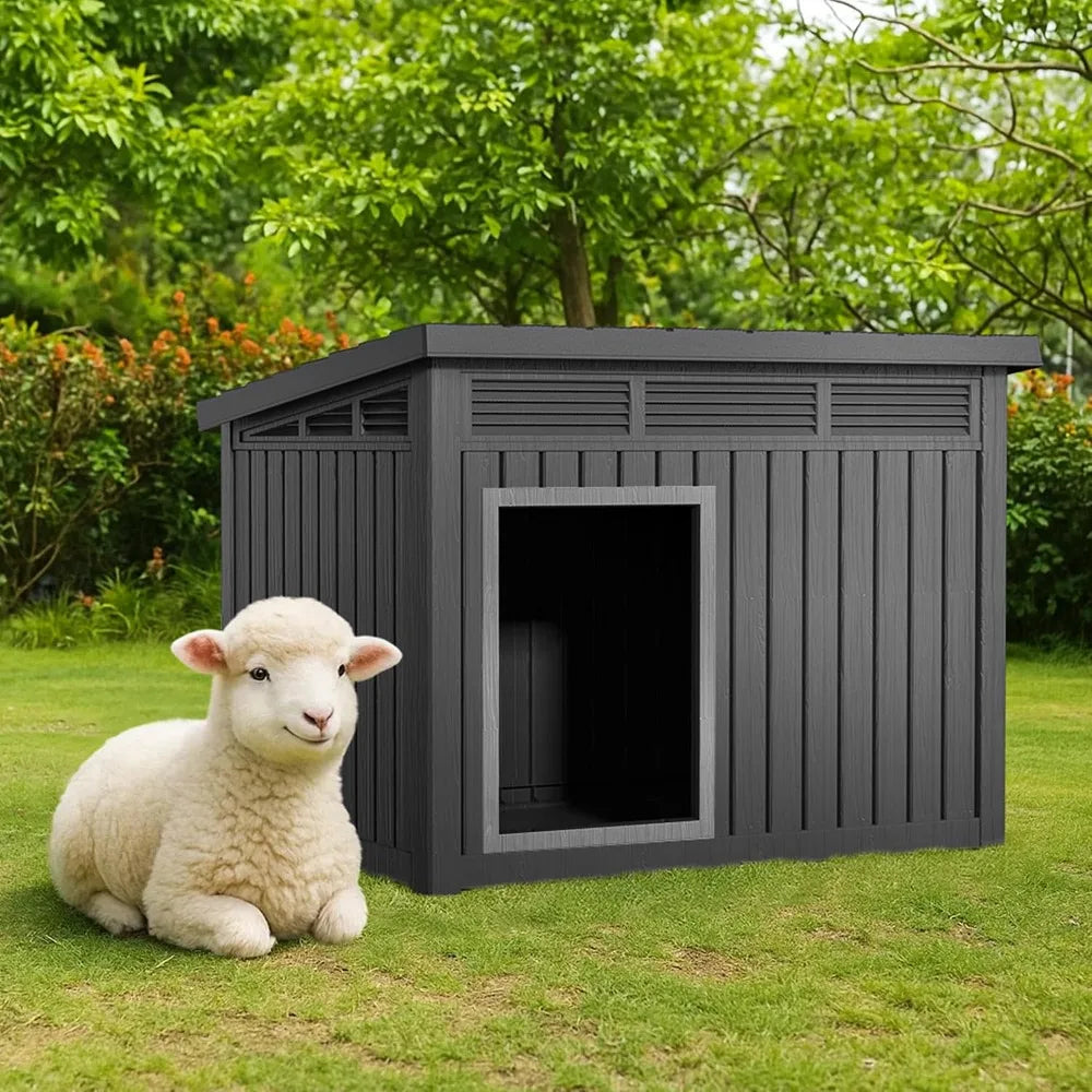 All-Weather Resin Dog House Durable Outdoor Kennel