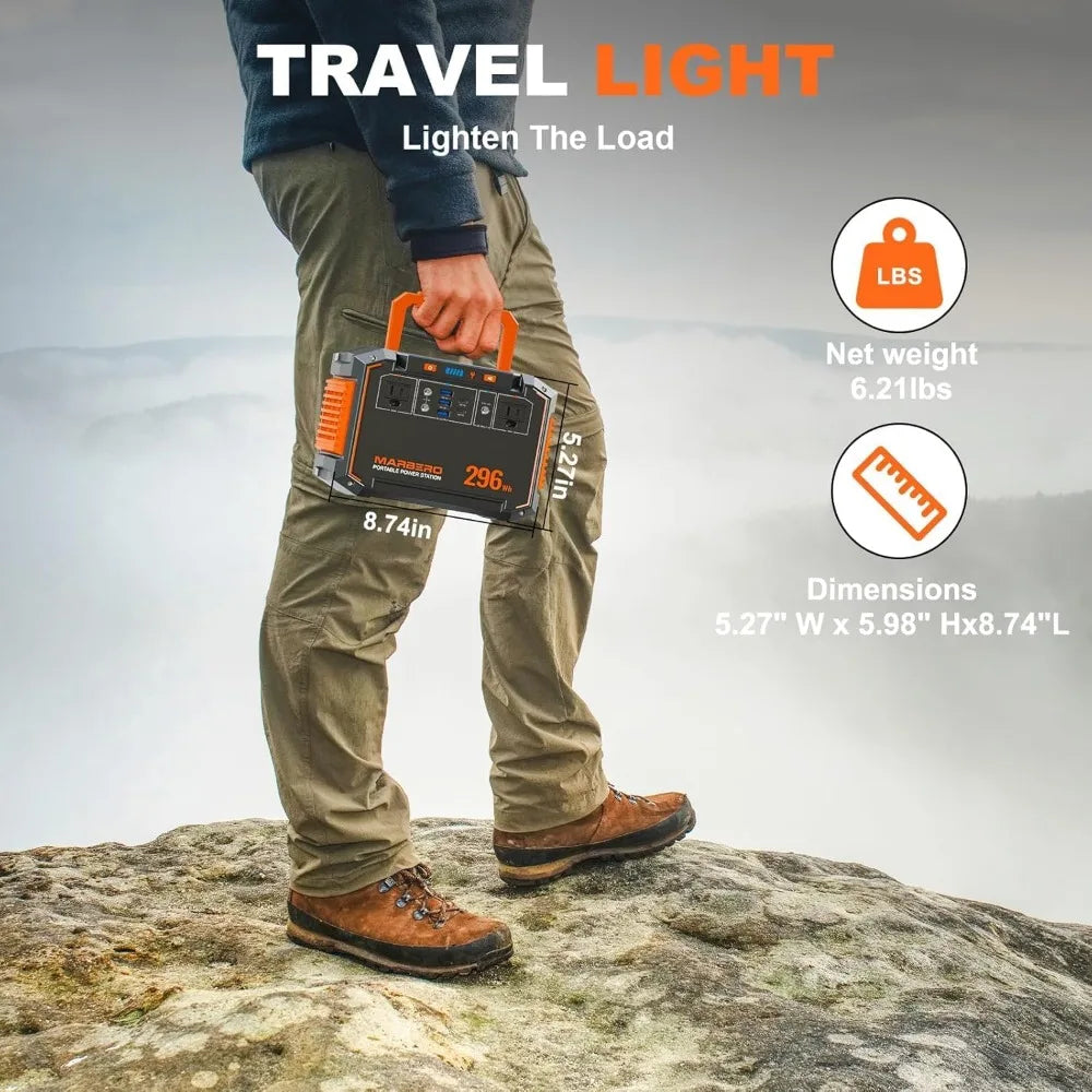 296Wh Solar Generator with Solar Panel Included 300W Portable Power Station with 60W Foldable Panel Set Solar Power Bank