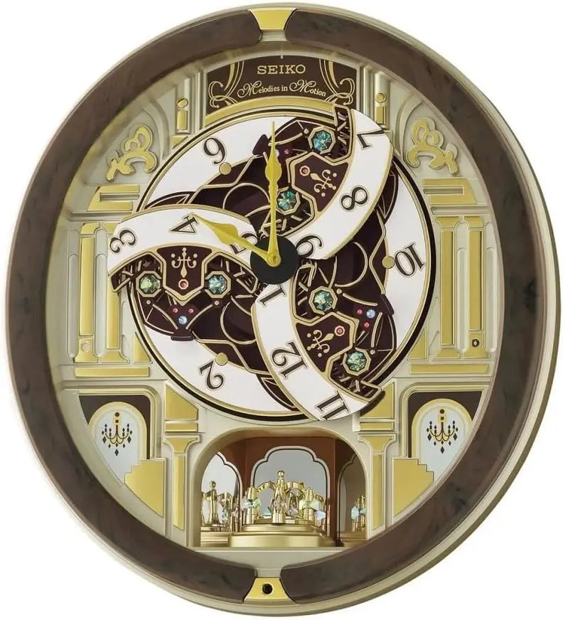 Melodies in Motion Classic Wall Clock with Golden Chandelier