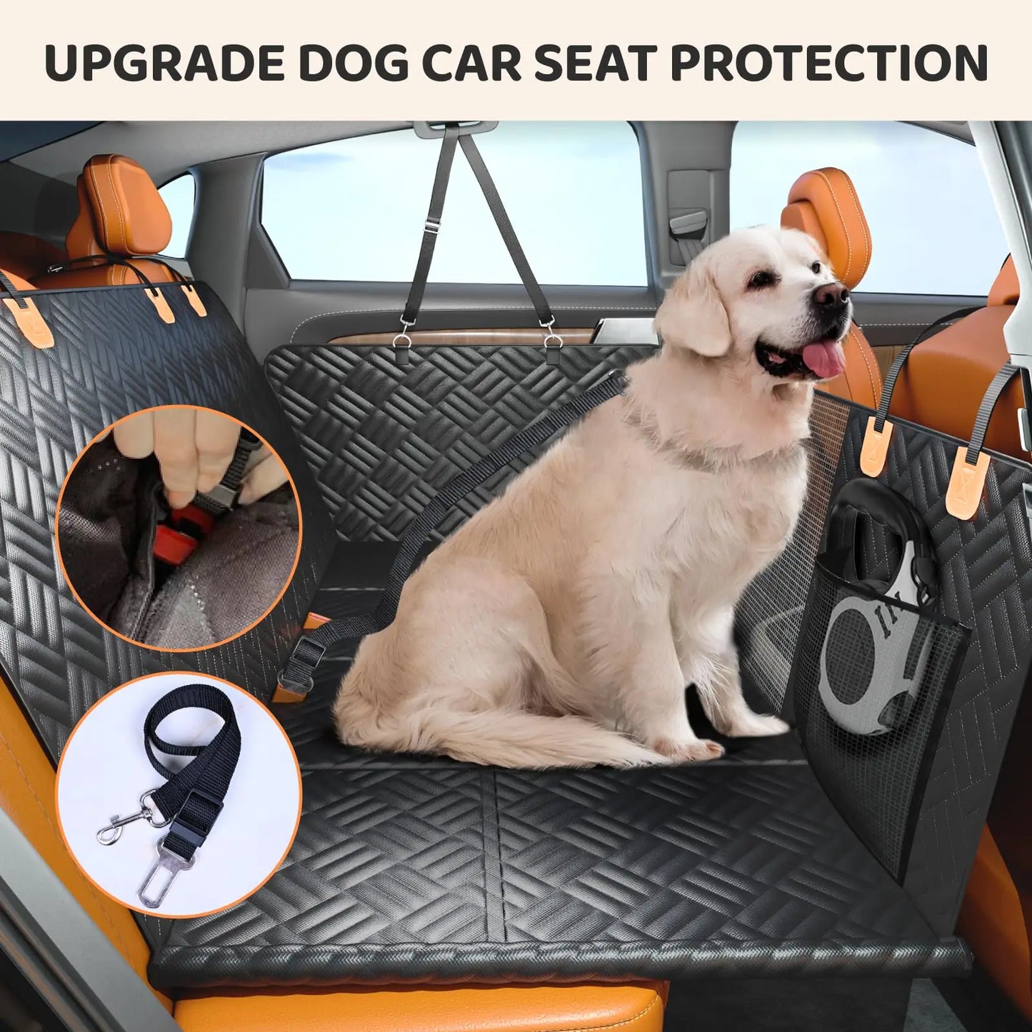 Car Rear Seat Dog Hammock With Hard Bottom Extender 400Lb