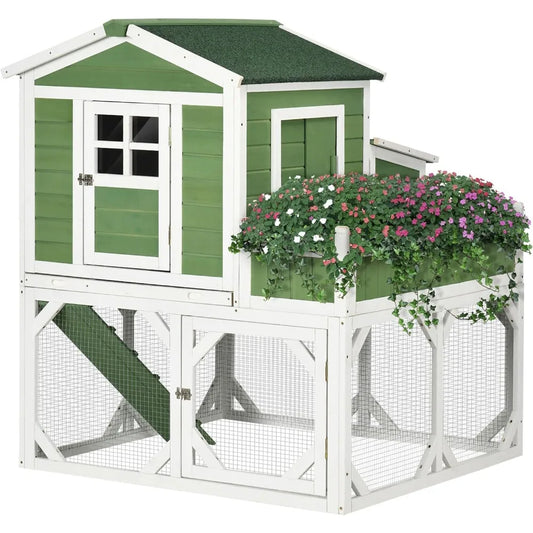 49 Inch Small Chicken Coop with Garden Space for 2-4 Birds