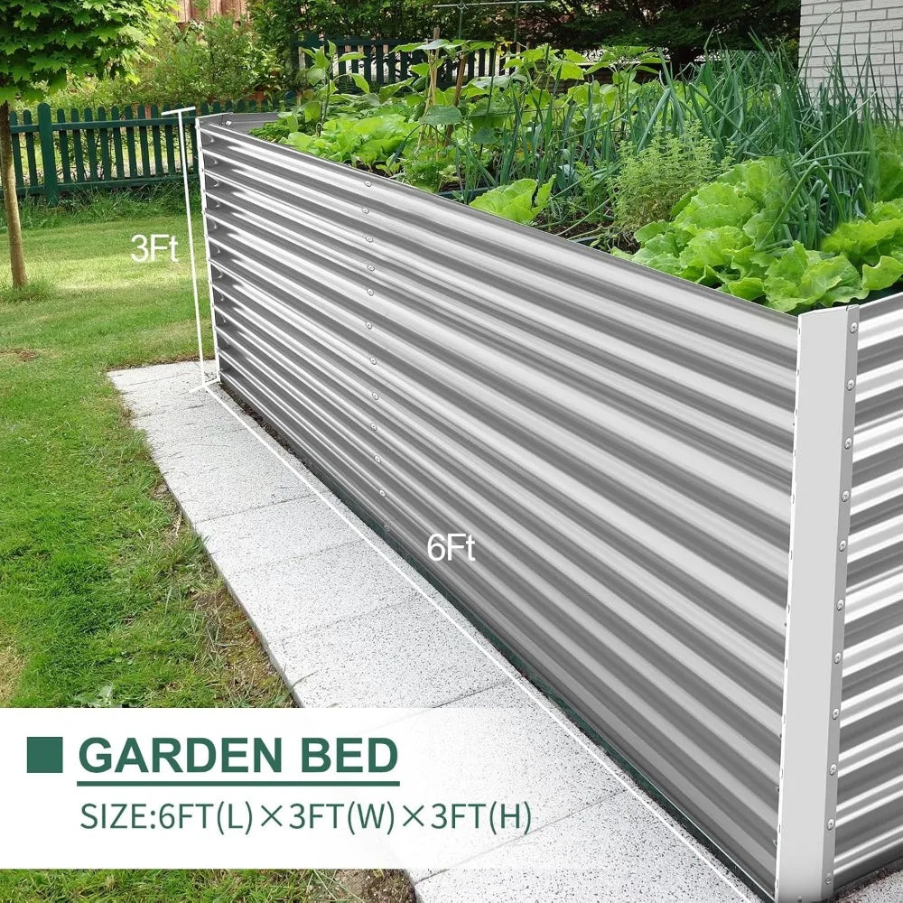 Land Guard 8x4x3ft Galvanized Raised Garden Bed 36 Inch Tall