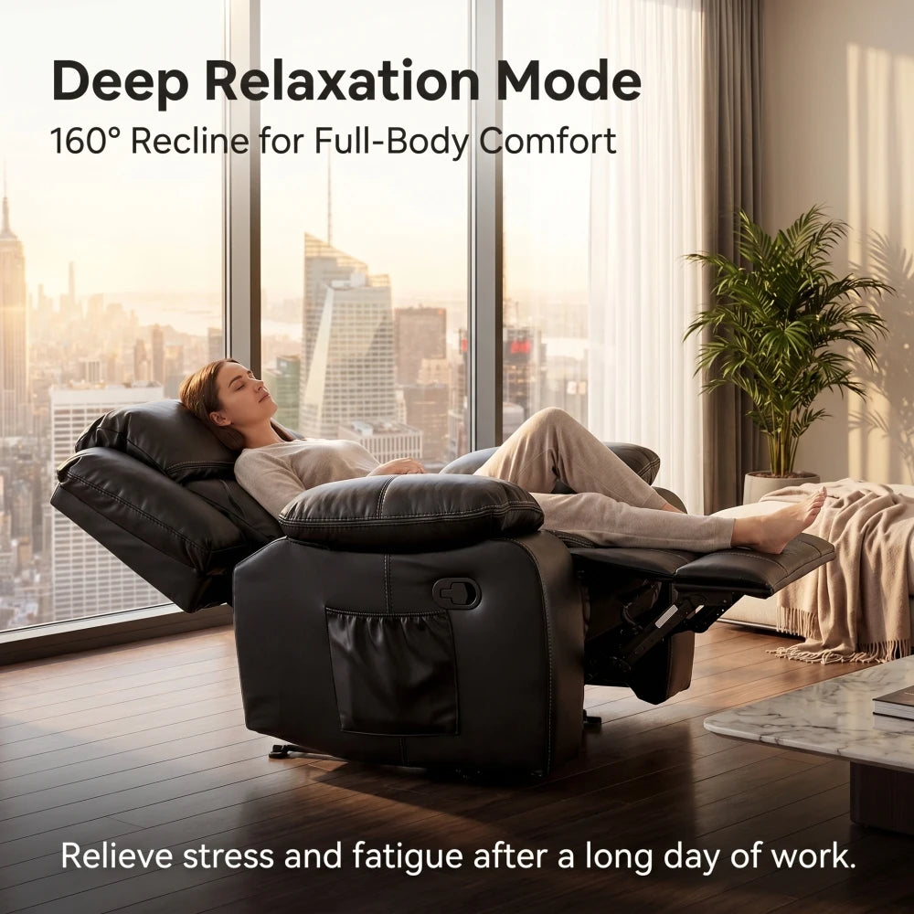 Faux Leather Massage Recliner With 8 Point Vibration And Heating