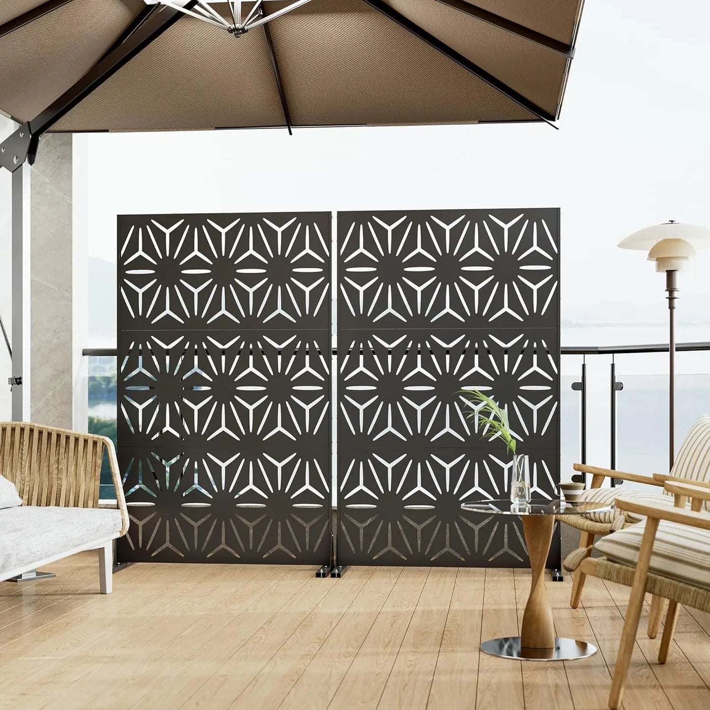 Outdoor Privacy Screen 72 Inch Modern Geometric Panels