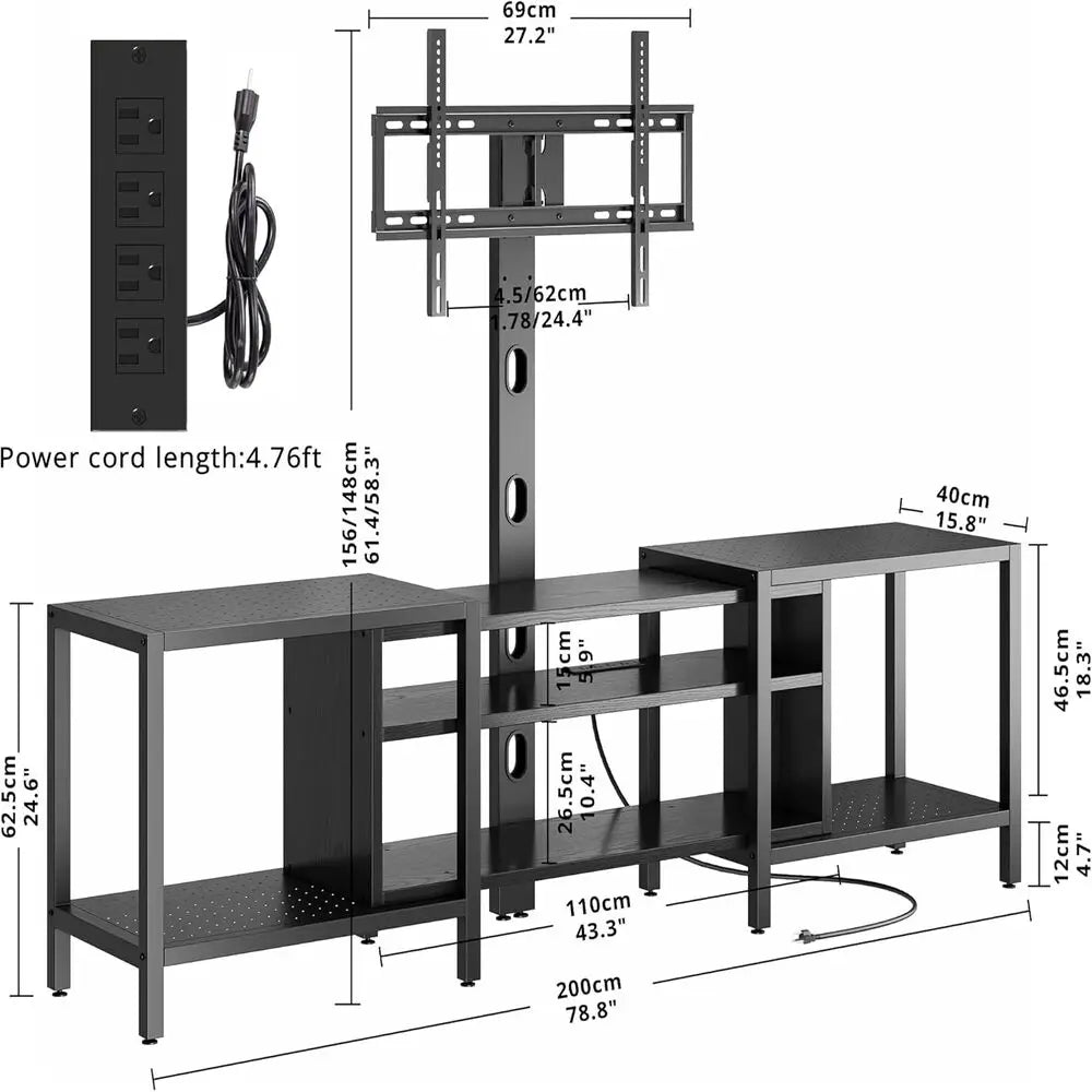 IRONCK TV Stand With Mount And Power Outlet 3 Tier Console