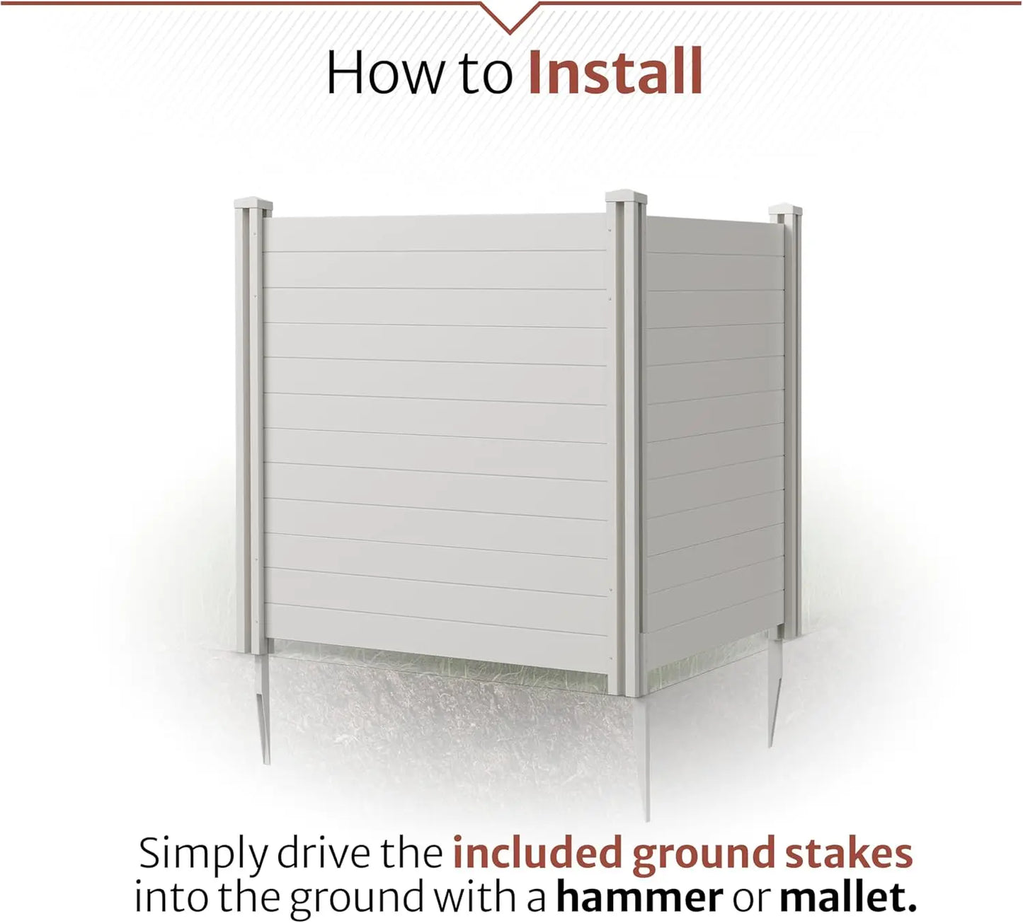 No Dig Enclo Premium White Vinyl Privacy Screen 4ft Panels