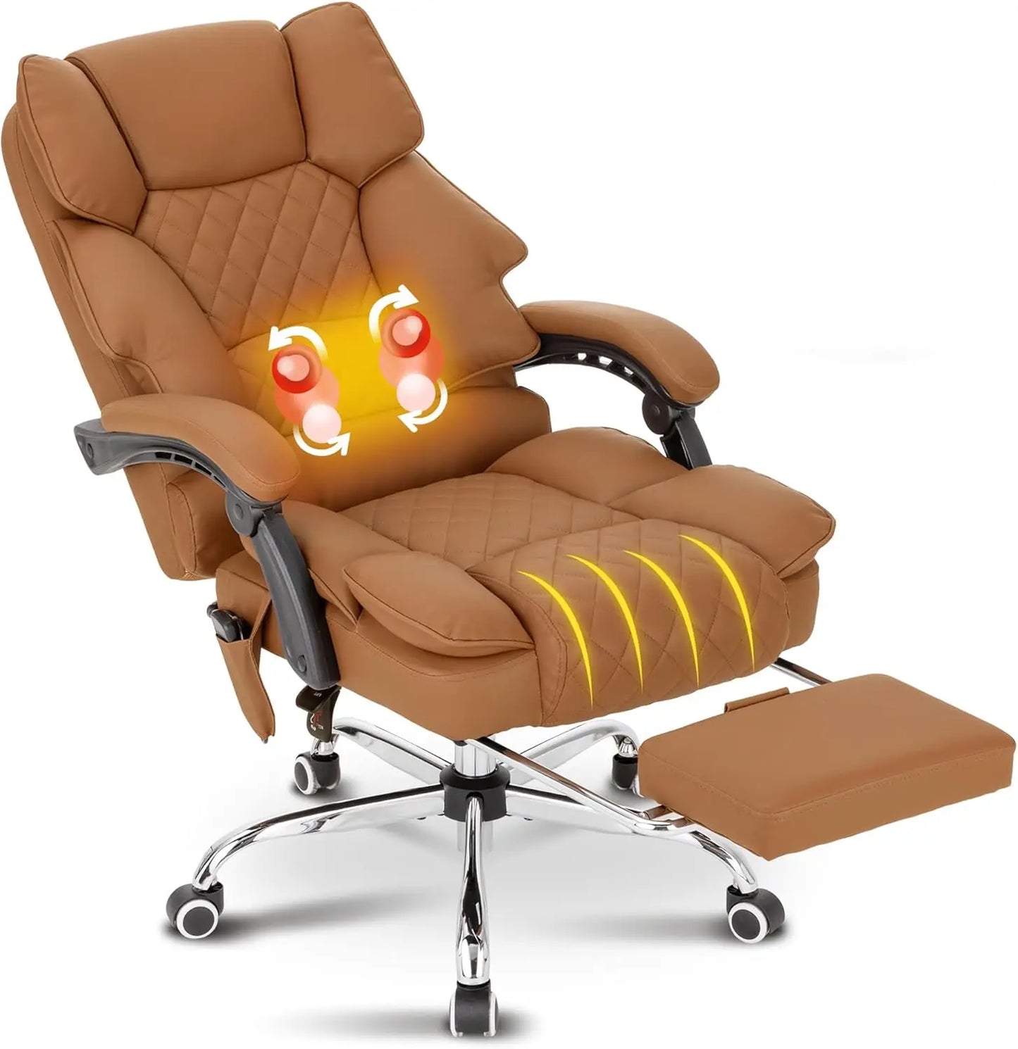 Executive Kneading Massage Office Chair With Heated Reclining Footrest