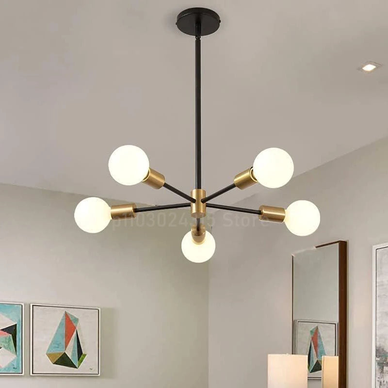 Nordic Sputnik Black Gold Chandelier LED E27 Pendant Light