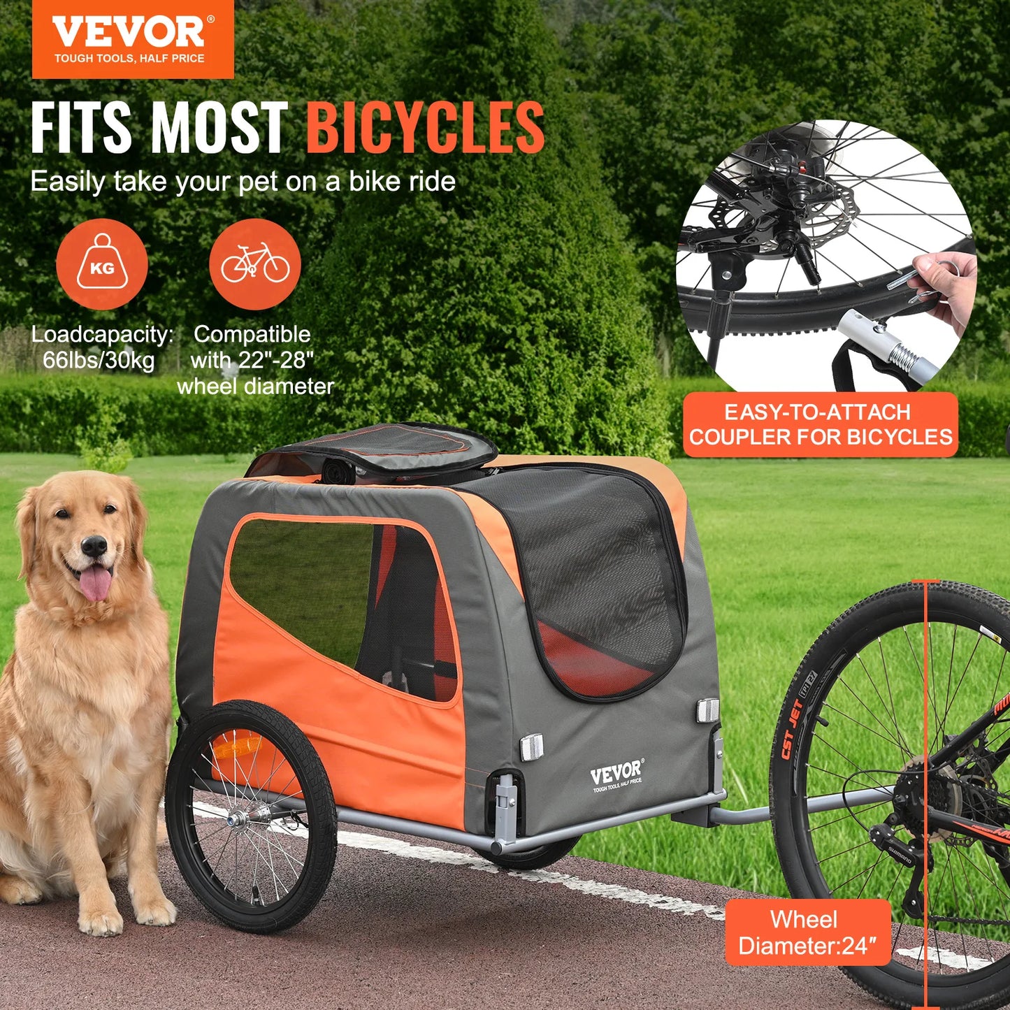 SucceBuy Dog Bike Trailer Carrier With Folding Frame