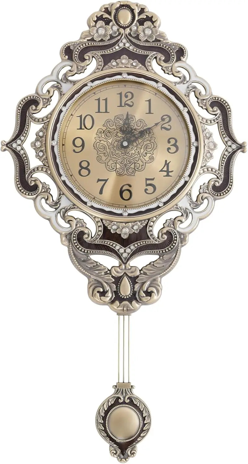 Retro Decorative Wall Clock With Pendulum European Style