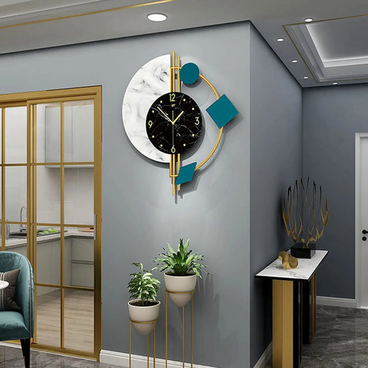 22 Inch Marble Wall Clock Nordic Style Luxury Silent