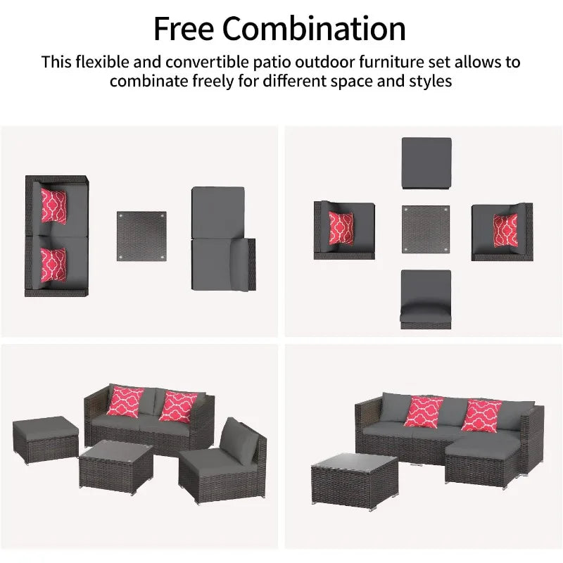 All Weather Gray Wicker Rattan Outdoor Sofa Set