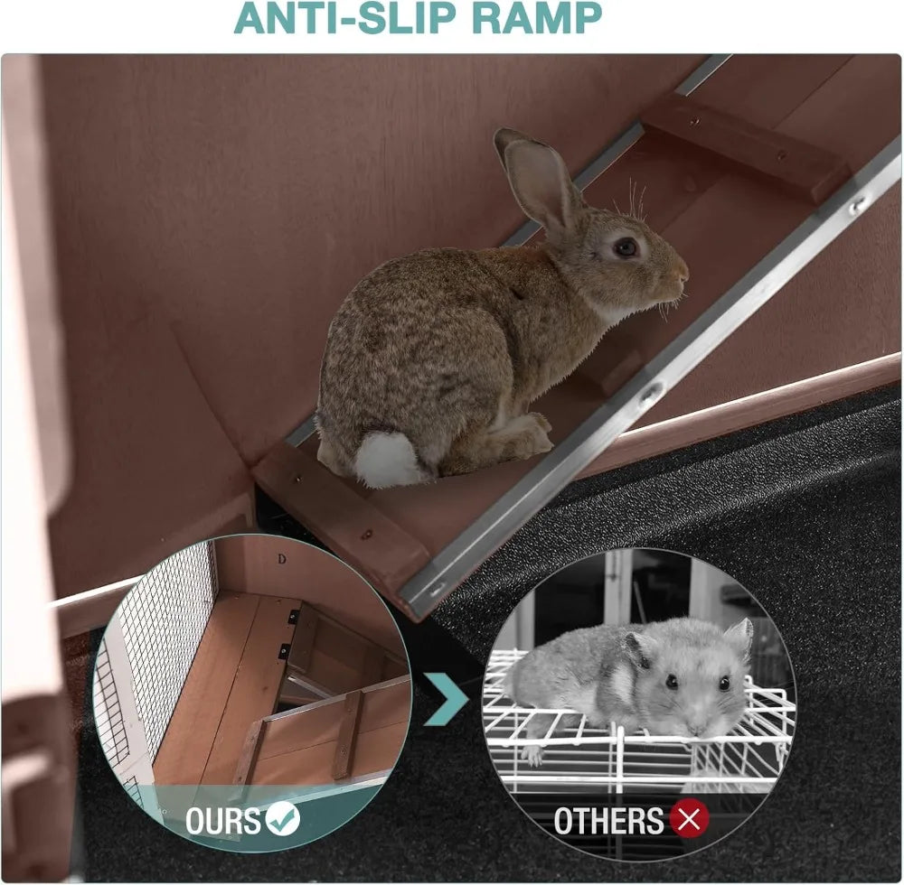 Wooden Indoor Rabbit Hutch With Ramp For Small Animals