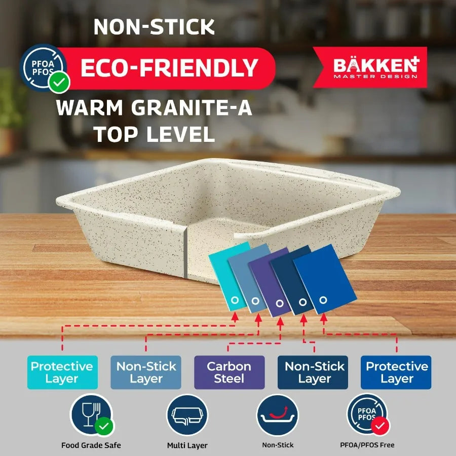 Bakken Master 38 Piece Granite Cookware Bakeware Set Pots And Pans With Nonstick Granite Coating And Detachable Handles