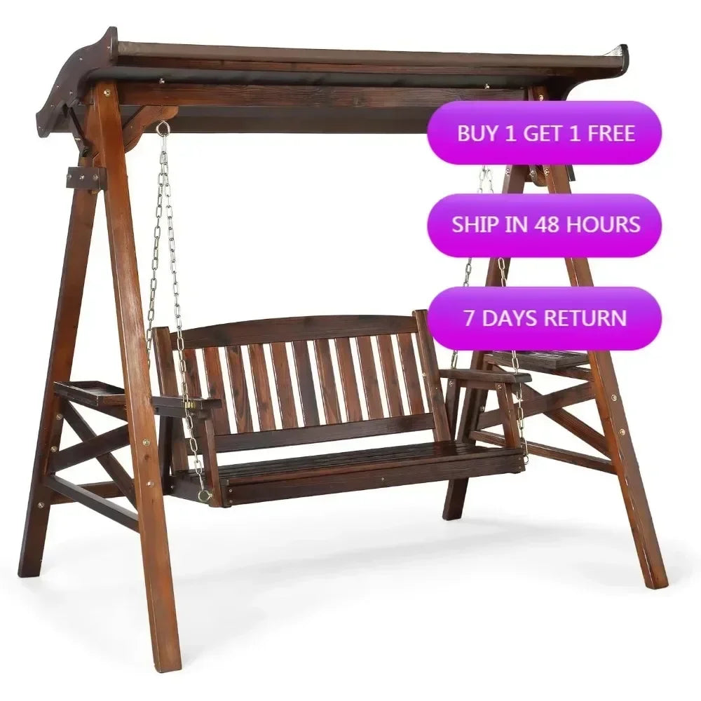 Weather-Resistant Outdoor Swing With Stand And Canopy