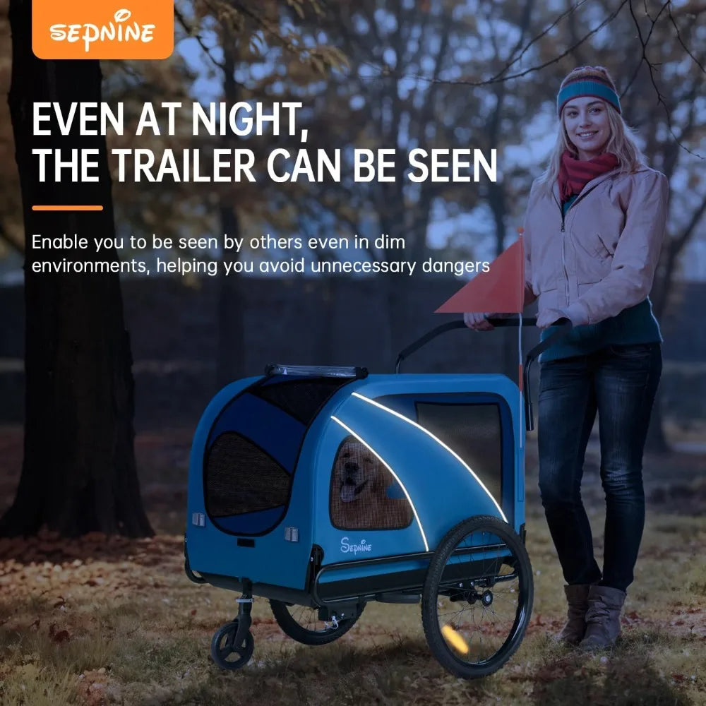 Dog Bike Trailer and Stroller for Pets Up to 88 Pounds