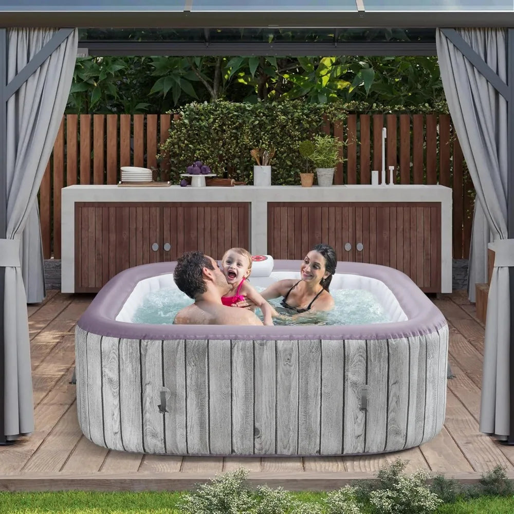 Inflatable Square Hot Tub Spa Portable 4-6 Person Jets