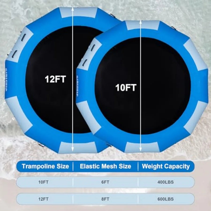 Inflatable Water Trampoline for Lakes and Pools With Rope Ladder