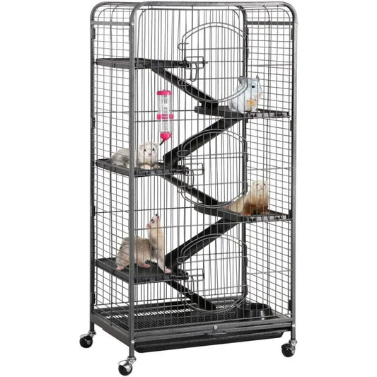 52 Inch Ferret Cage With 6 Levels On Wheels Metal Enclosure