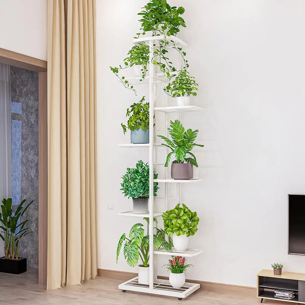 8 Tier Metal Plant Stand With Multi Pot Holder Shelves