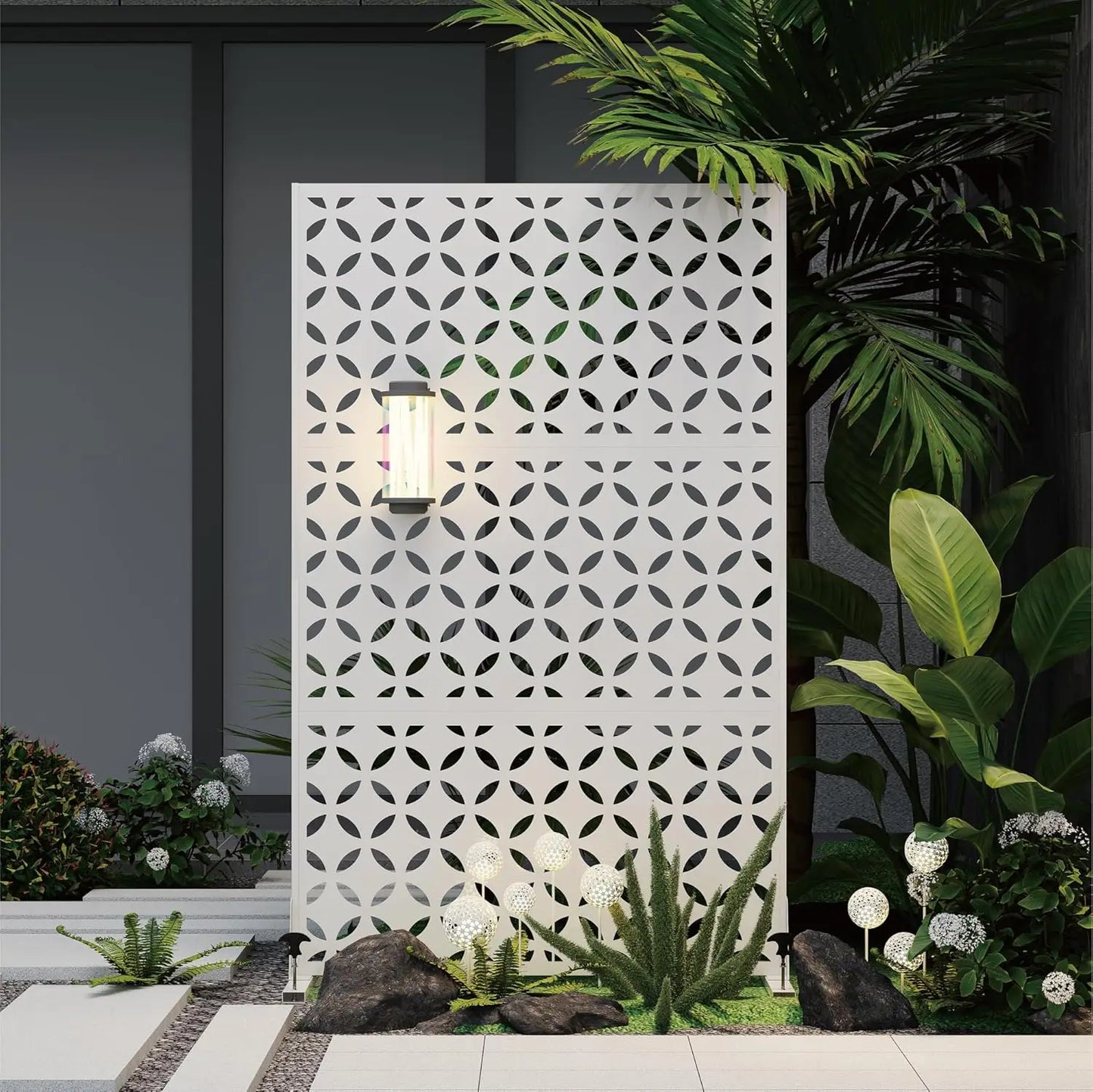 Outdoor Privacy Screen 72 Inch Modern Geometric Panels