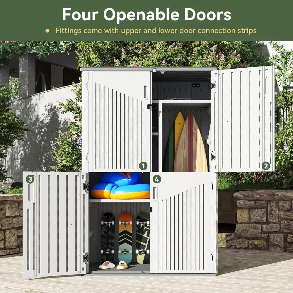 Outdoor Vertical Storage Shed With Floor For Garage Use
