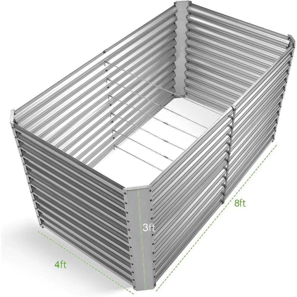 Land Guard 8x4x3ft Galvanized Raised Garden Bed 36 Inch Tall