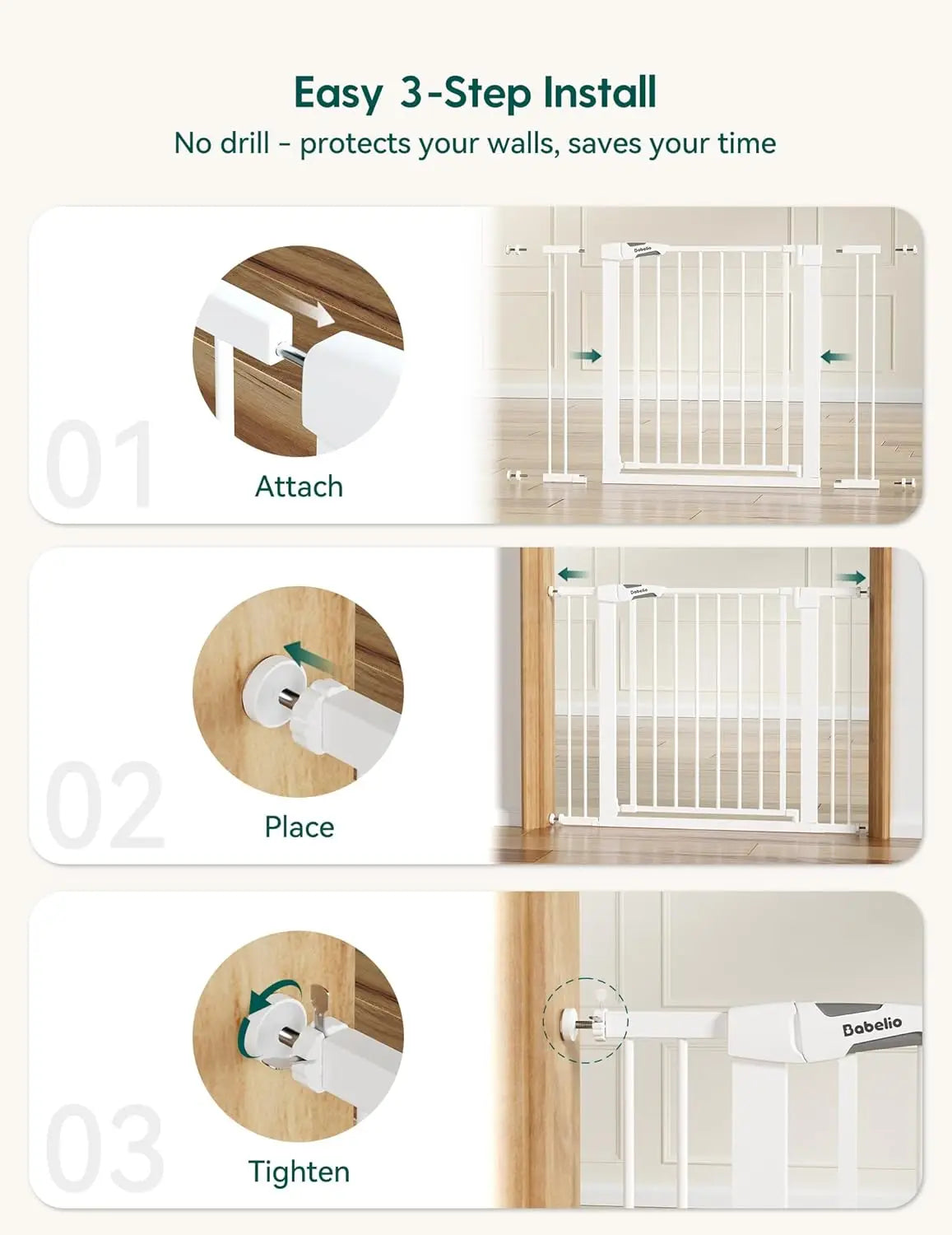 Ufsagcg Adjustable Pressure Mounted Safety Gate For Baby And Pets