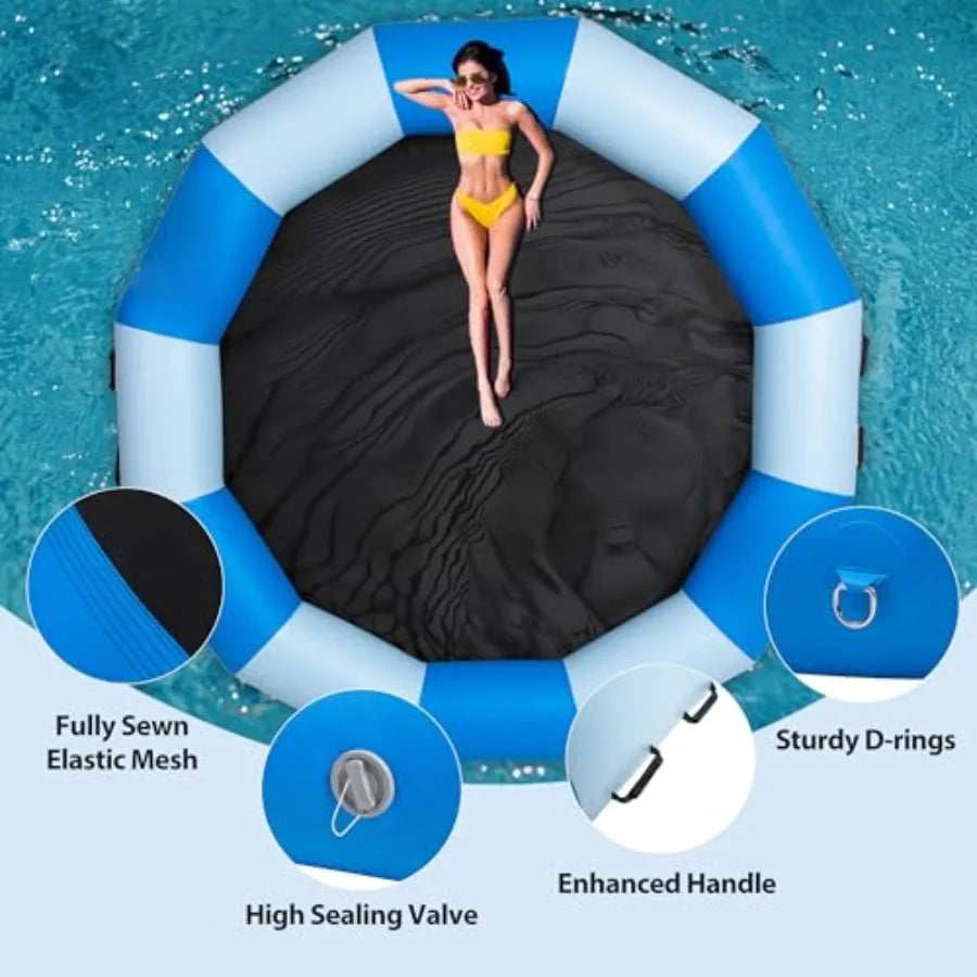 Inflatable Water Trampoline for Lakes and Pools With Rope Ladder