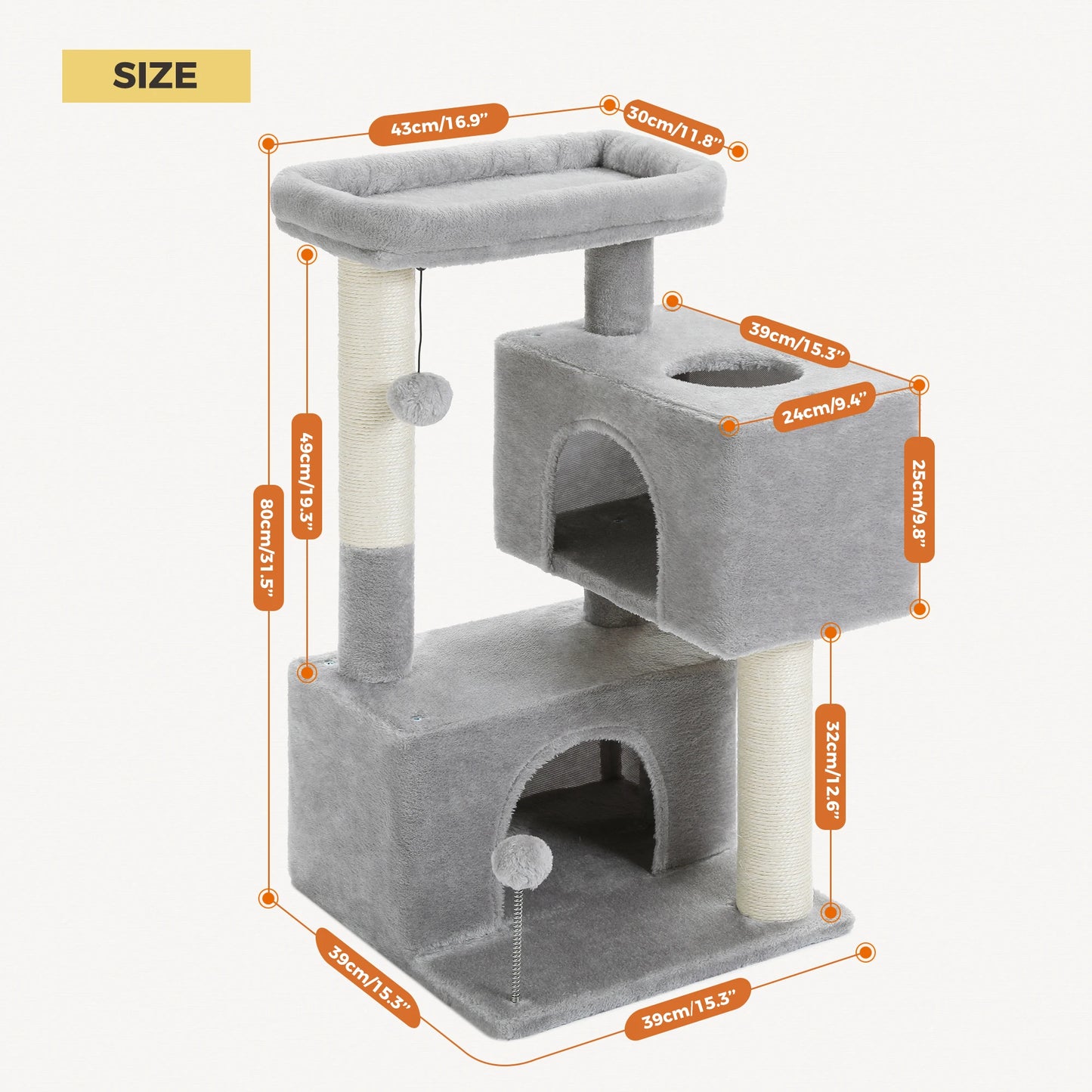 Large Multi-Level Cat Tree with Spacious Condos and Toys