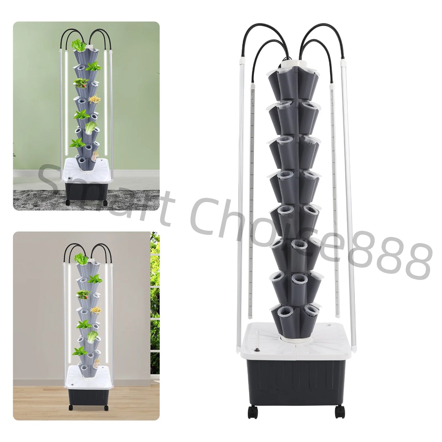 Hign-concerned 40 Hole Hydroponics Indoor Vertical Garden Tower Kit LED