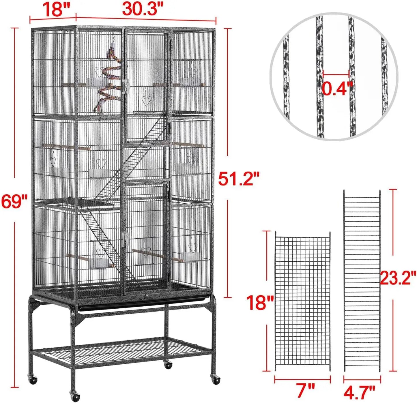 Durable Iron Bird Cage For Parrots And Small Birds Heavy Duty