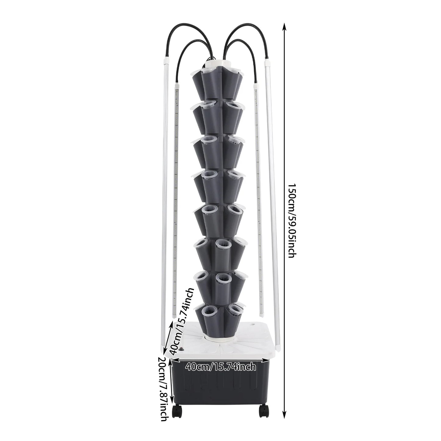 Hign-concerned 40 Hole Hydroponics Indoor Vertical Garden Tower Kit LED