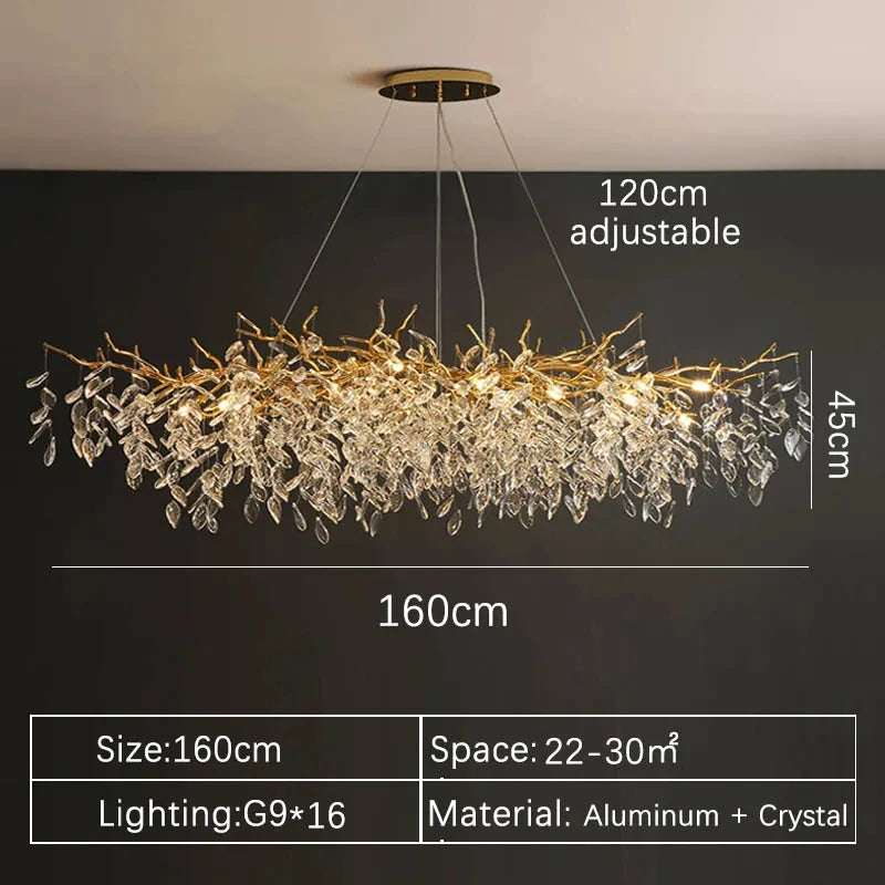Luxury Gold Crystal LED Chandelier For Living Dining Rooms