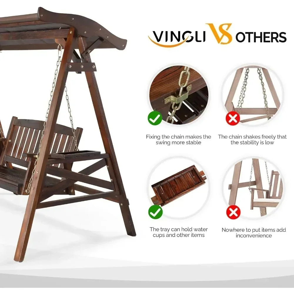 Weather-Resistant Outdoor Swing With Stand And Canopy