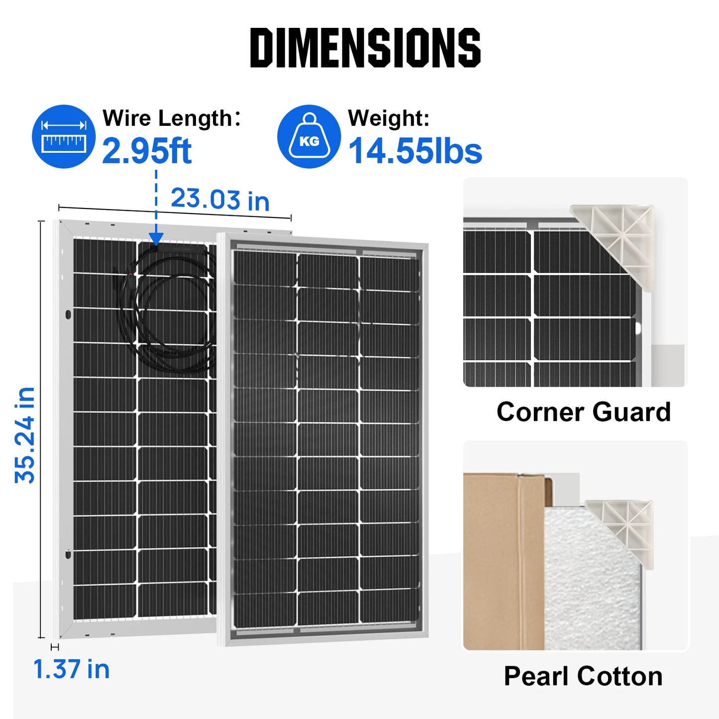 ECO－WORTHY 100W Bifacial Mono Solar Panel for RVs Anywhere