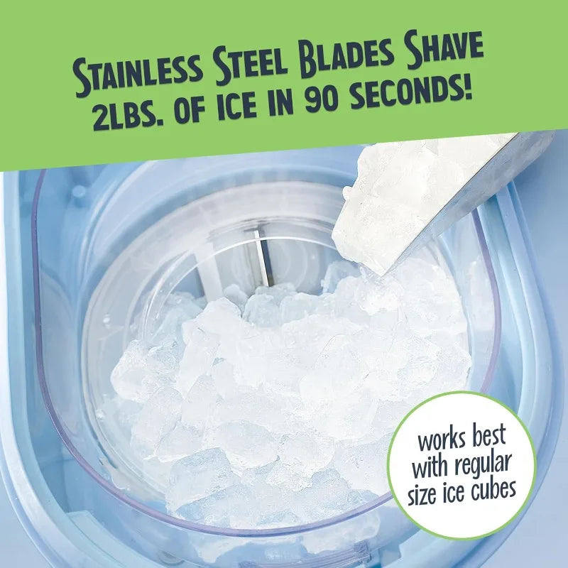 Cone Shaved Ice Machine - Retro Cart Slushie Machine Makes 72 Icy Treats - Includes Metal Scoop, 2 Syrup Bottles,