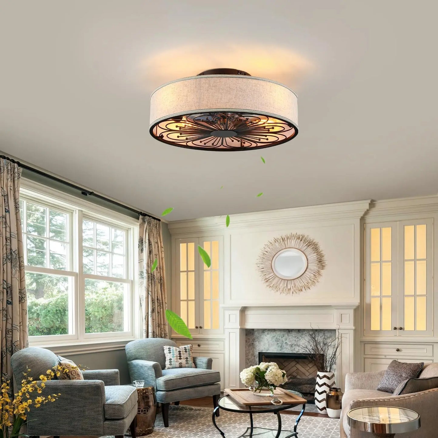 Boho Rattan Bladeless Ceiling Fan With Light and Remote