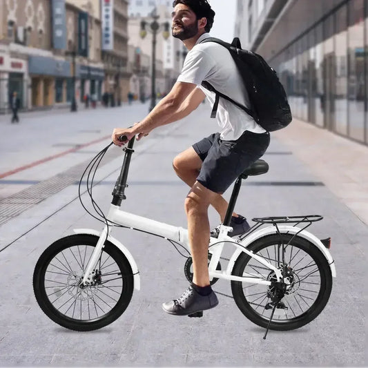 Folding City Bicycle For Adults 7 Speed Portable Commuter Bike