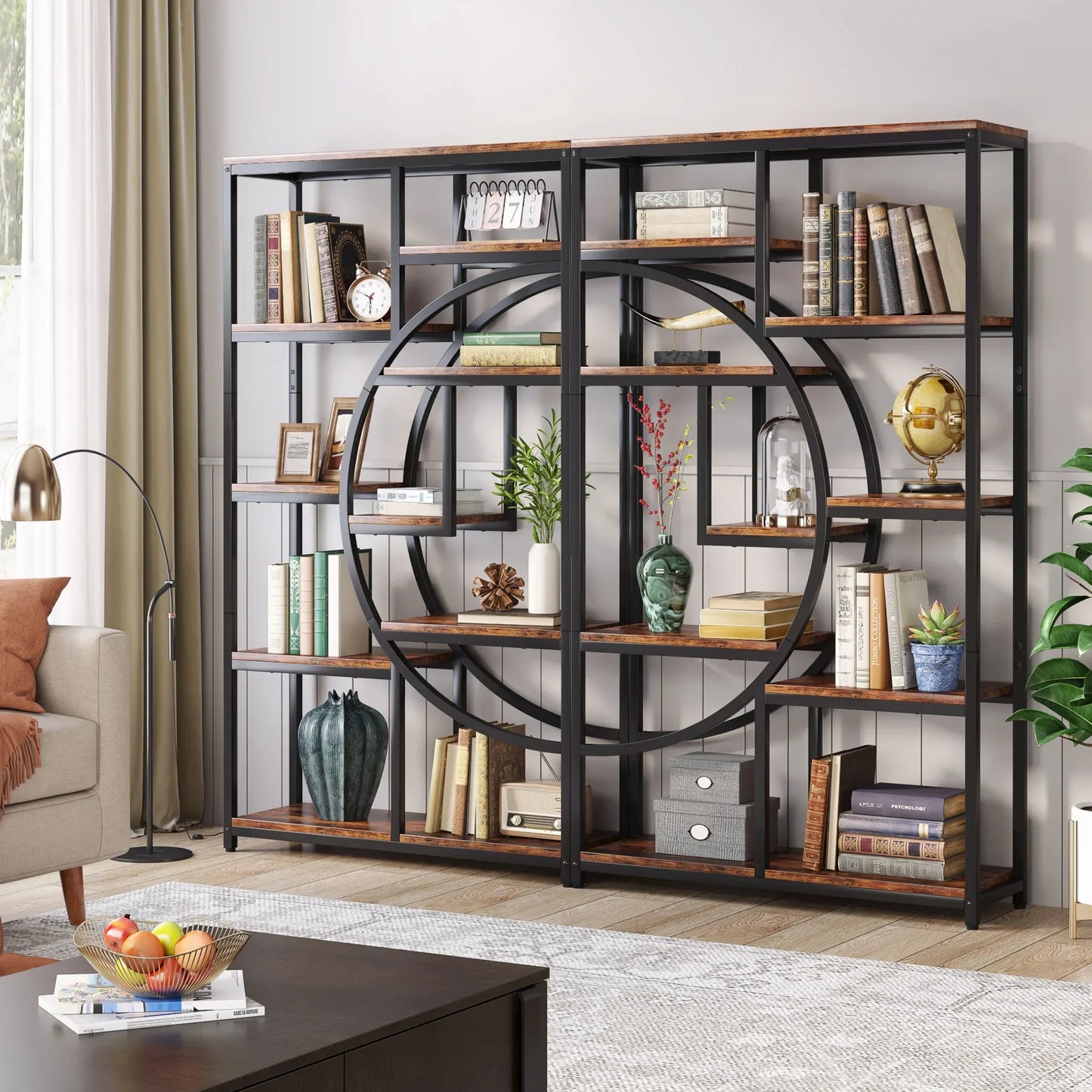 Tribesigns 5 Tier Industrial Etagere Bookcase Freestanding Display Shelf