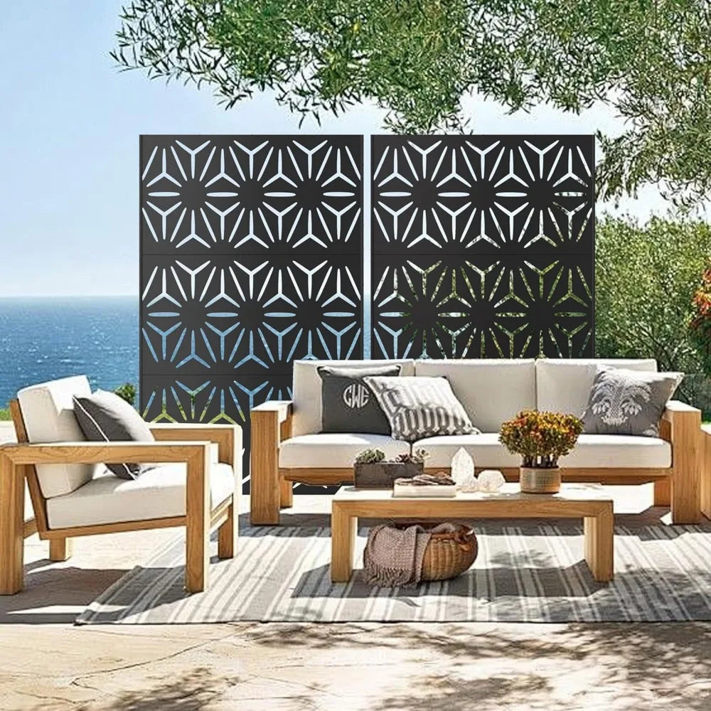Outdoor Privacy Screen 72 Inch Modern Geometric Panels