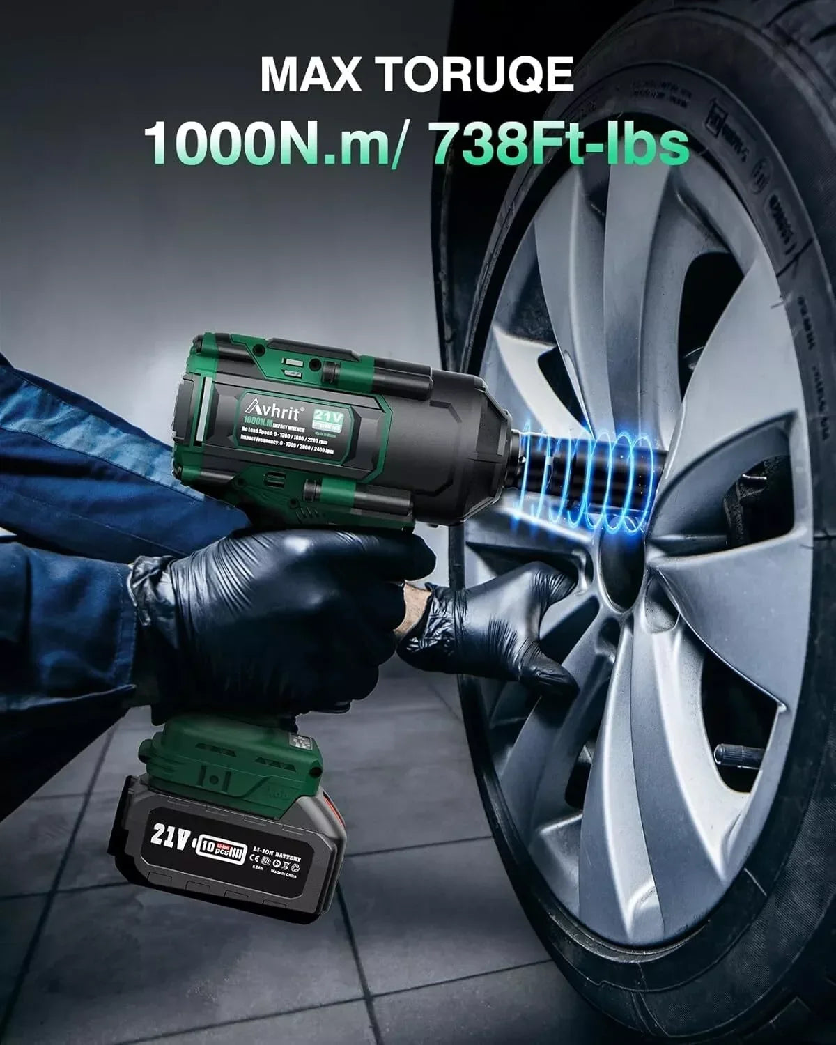 AVHRIT Brushless Cordless Impact Wrench Kit AT450 1000Nm