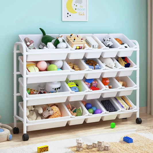 Kids Toy Storage Organizer With 4 Tier Metal Rack System