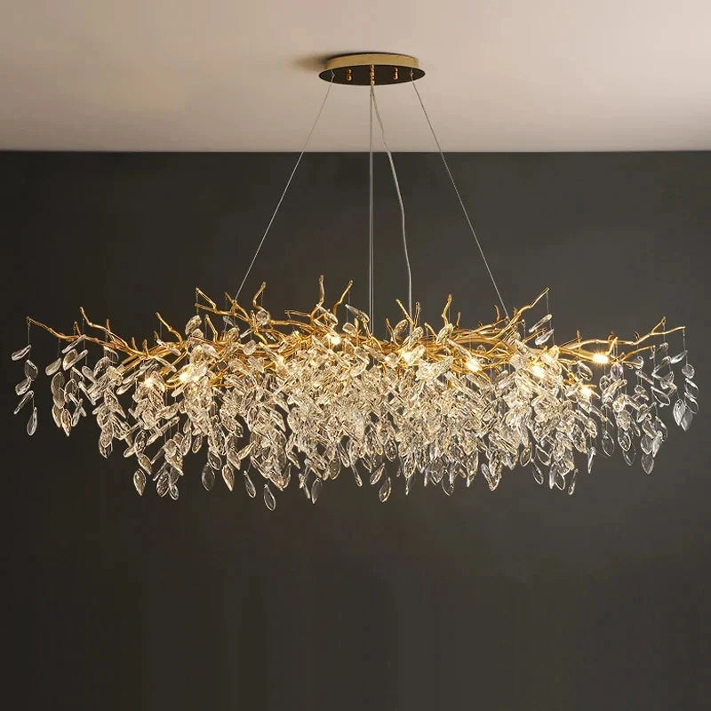 Luxury Gold Crystal LED Chandelier For Living Dining Rooms