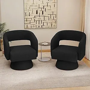 Swivel Accent Chair Set of 2 Teddy Barrel Chairs Living
