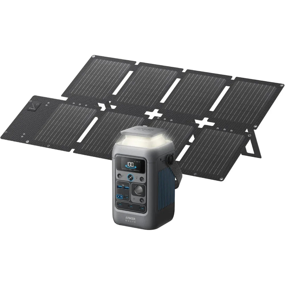 SOLIX C300 DC Power Bank Station and 60W Solar Panel, 288Wh Portable Power Station, LiFePO4 Battery, 300W Solar Generator